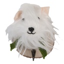 Wall hook Felt dog White Brown 11x15x14 cm
