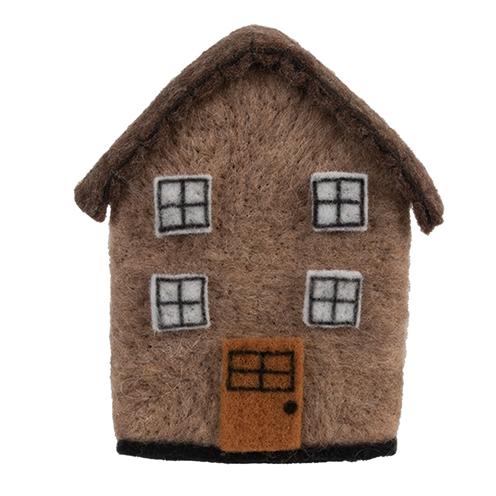 [66297] Felt House Brown White 12x7x14 cm