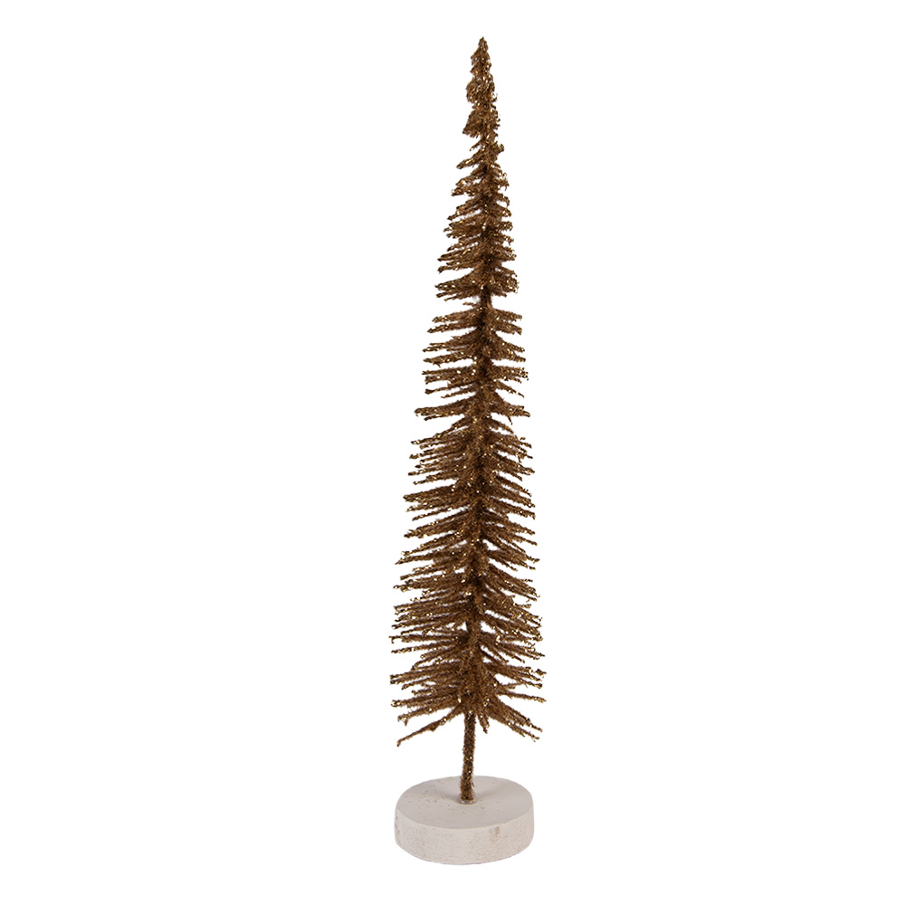 [66316BR] Décoration Arbre de Noël Marron Coiuleur or Ø 6x30 cm