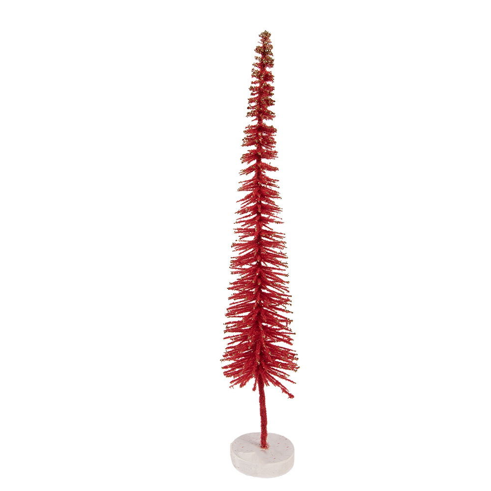 [66317R] Décoration Arbre de Noël Rouge Couleur or Ø 8x40 cm