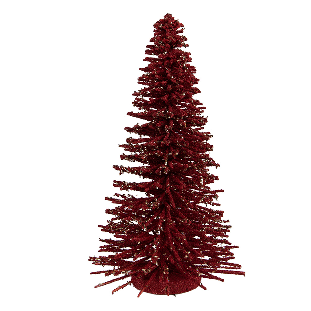 [66319R] Décoration Arbre de Noël Rouge Couleur or Ø 17x30 cm