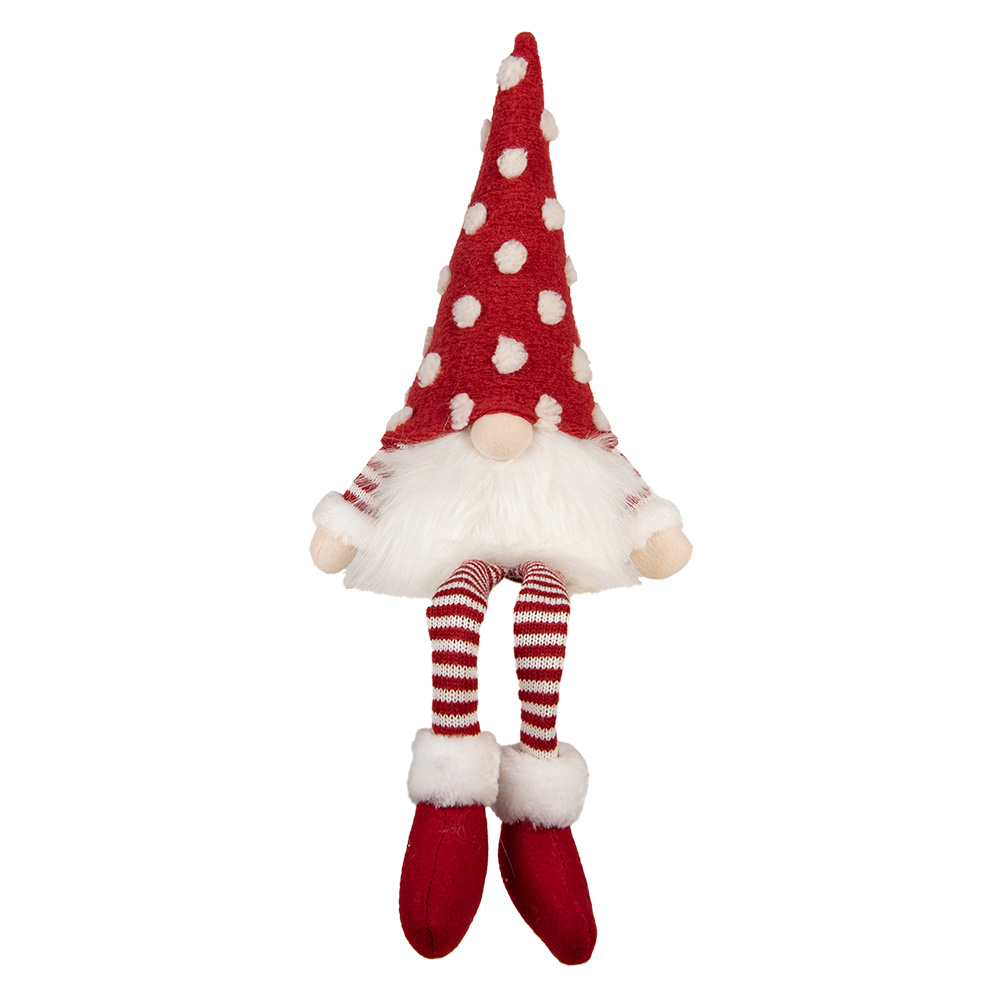 [66329] Image de décoration gnome avec LED Rouge Blanc 16x12x32/60 cm