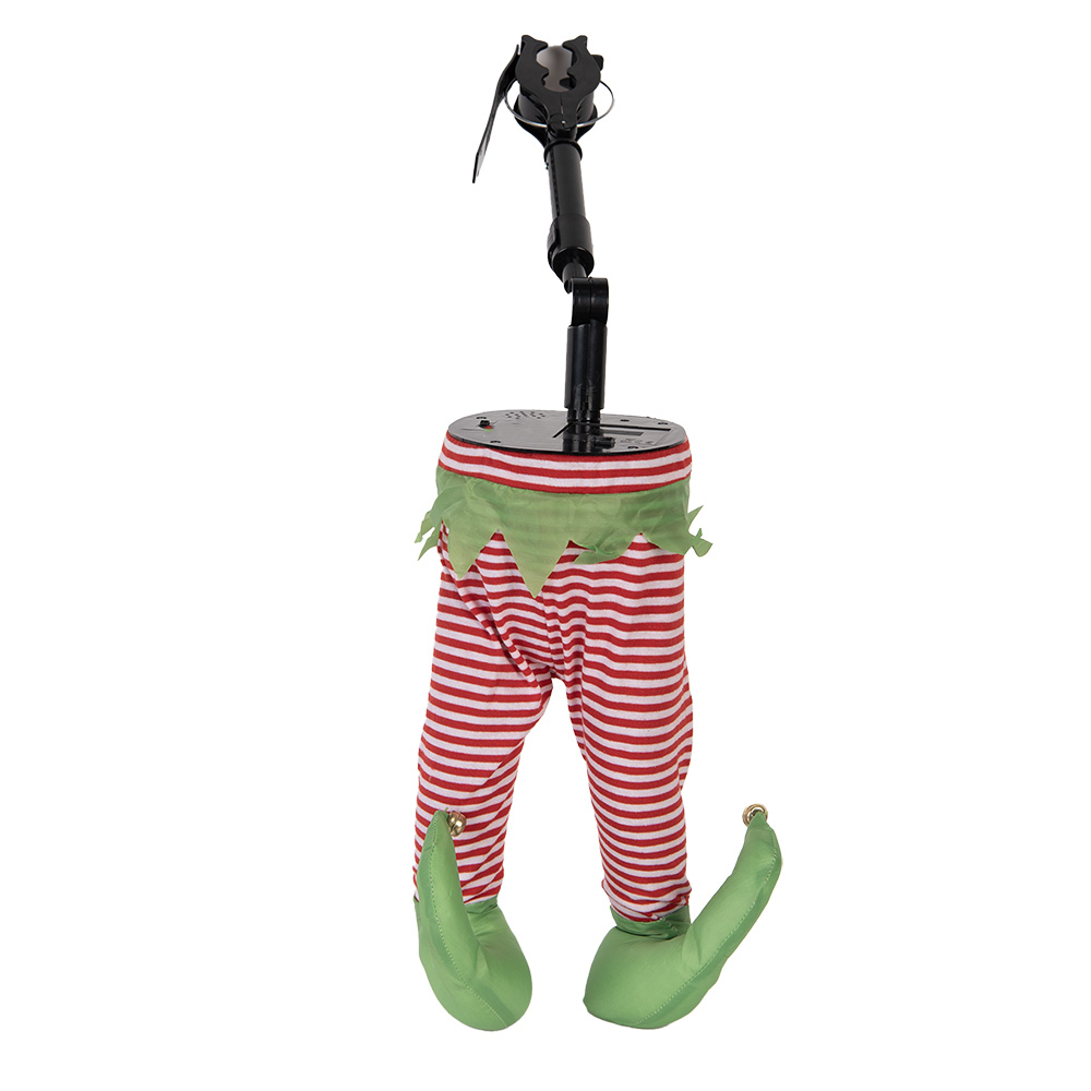 [66348] Decorazione Natale Gambe da elfo di Natale Rosso Verde 30x13x54 cm / 3xAA