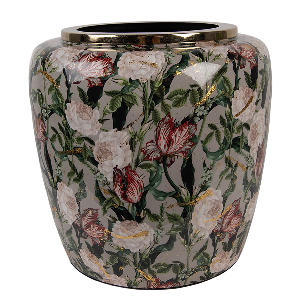 [66380] Decorative Vase Grey Pink Ø 25x25 cm