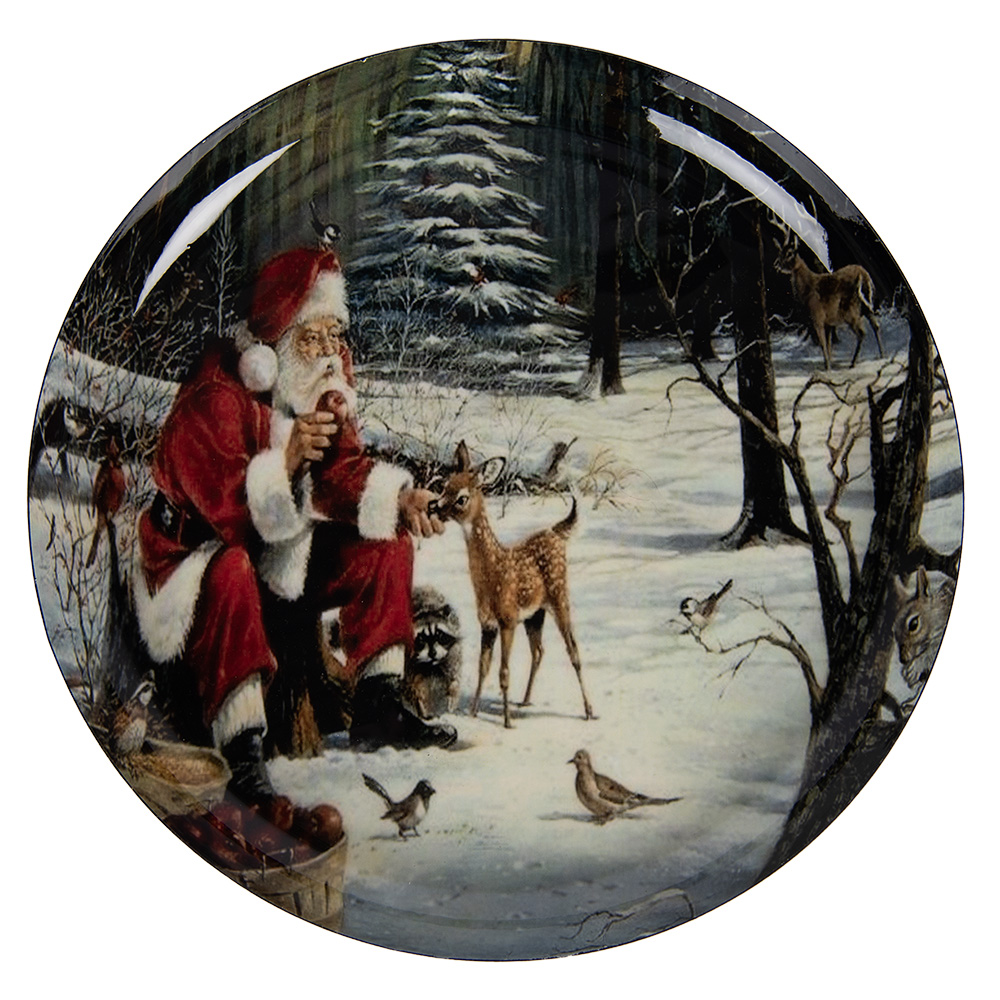 [66416] Decorative Bowl/Platter Grey Red Ø 28x3 cm