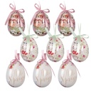 Anhänger Ei (set 9) Weiß Rosa Ø 5x8 cm