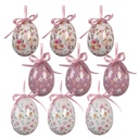 Ciondolo Decorativo Uovo (set 9) Bianco Rosa Ø 5x8 cm