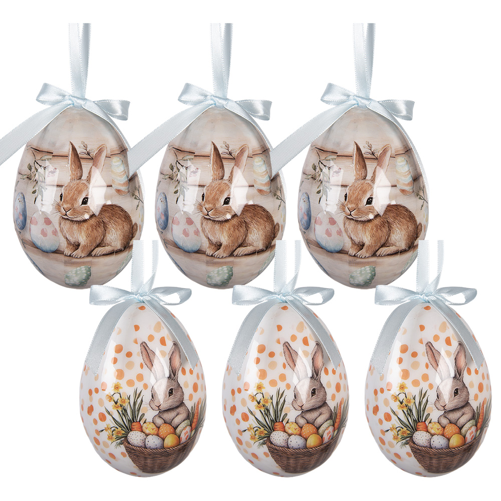 [66457] Decoratie hanger ei (set 6) Ø 7x10 cm