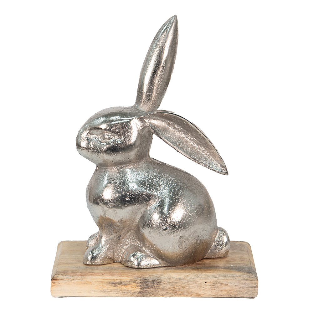 [6AL0056L] Image de décoration Lapin Argent 21x11x28 cm