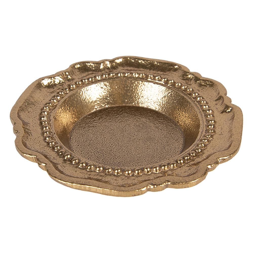 [6AL0080] Decorative Bowl/Platter Gold colored Ø 12x2 cm