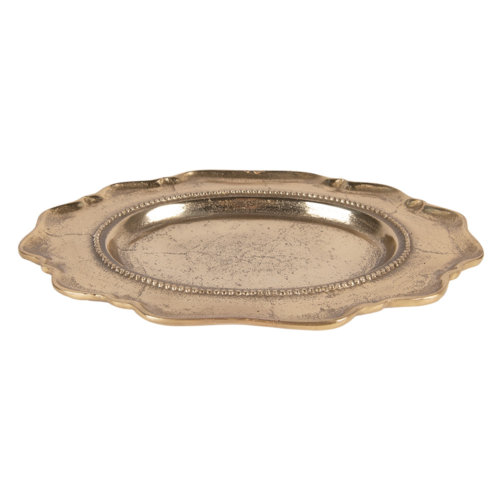 [6AL0082] Decorative Bowl/Platter Gold colored 31x22x3 cm
