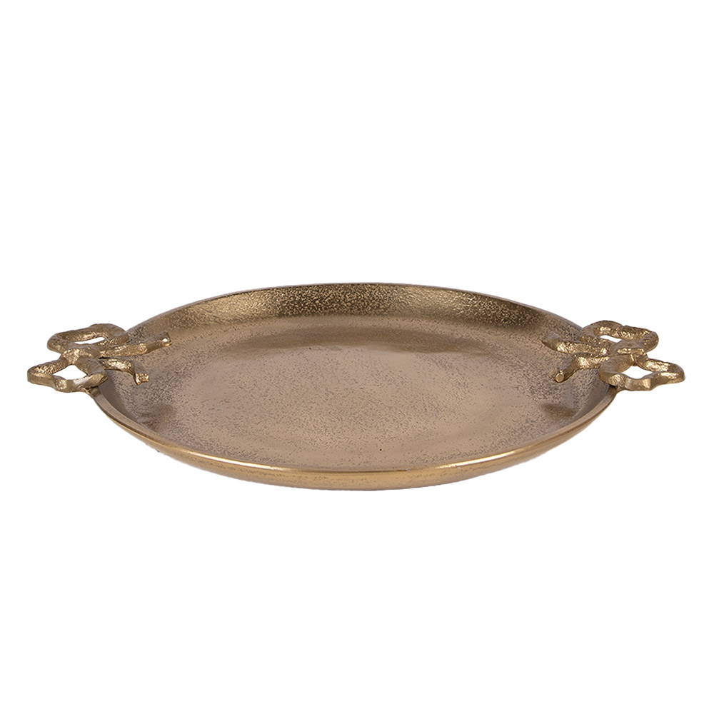 [6AL0084] Decorative Bowl/Platter Gold colored 37x31x3 cm