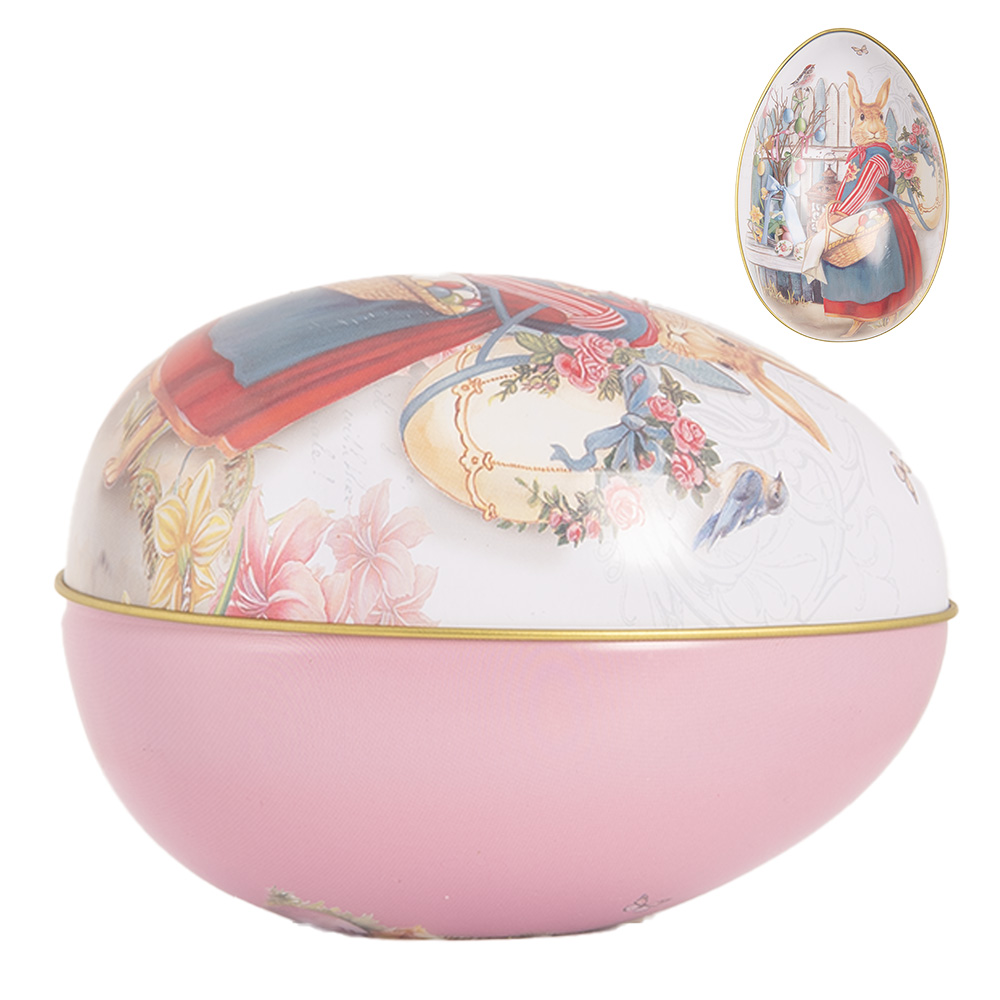 [6BL0143] Decorativa Uovo Bianco Rosa 8x13x8 cm