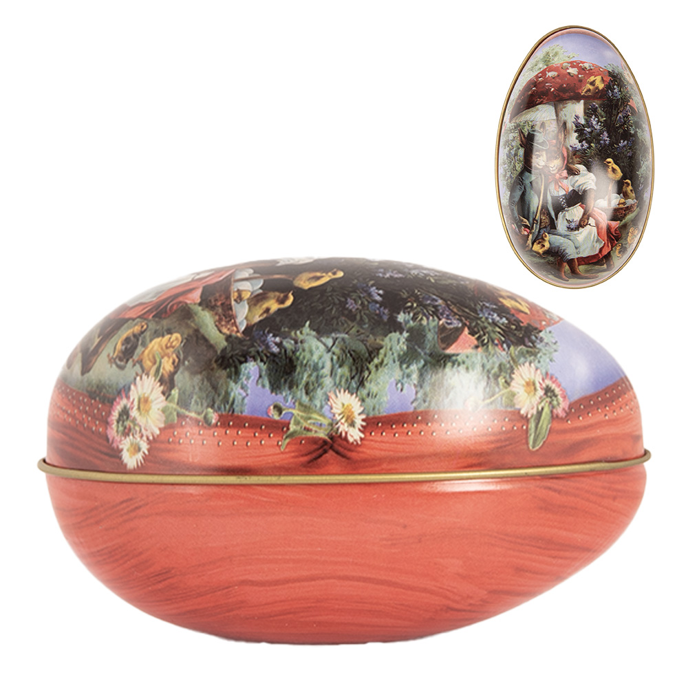 [6BL0147] Décoration Oeuf Rouge Violet 7x11x7 cm