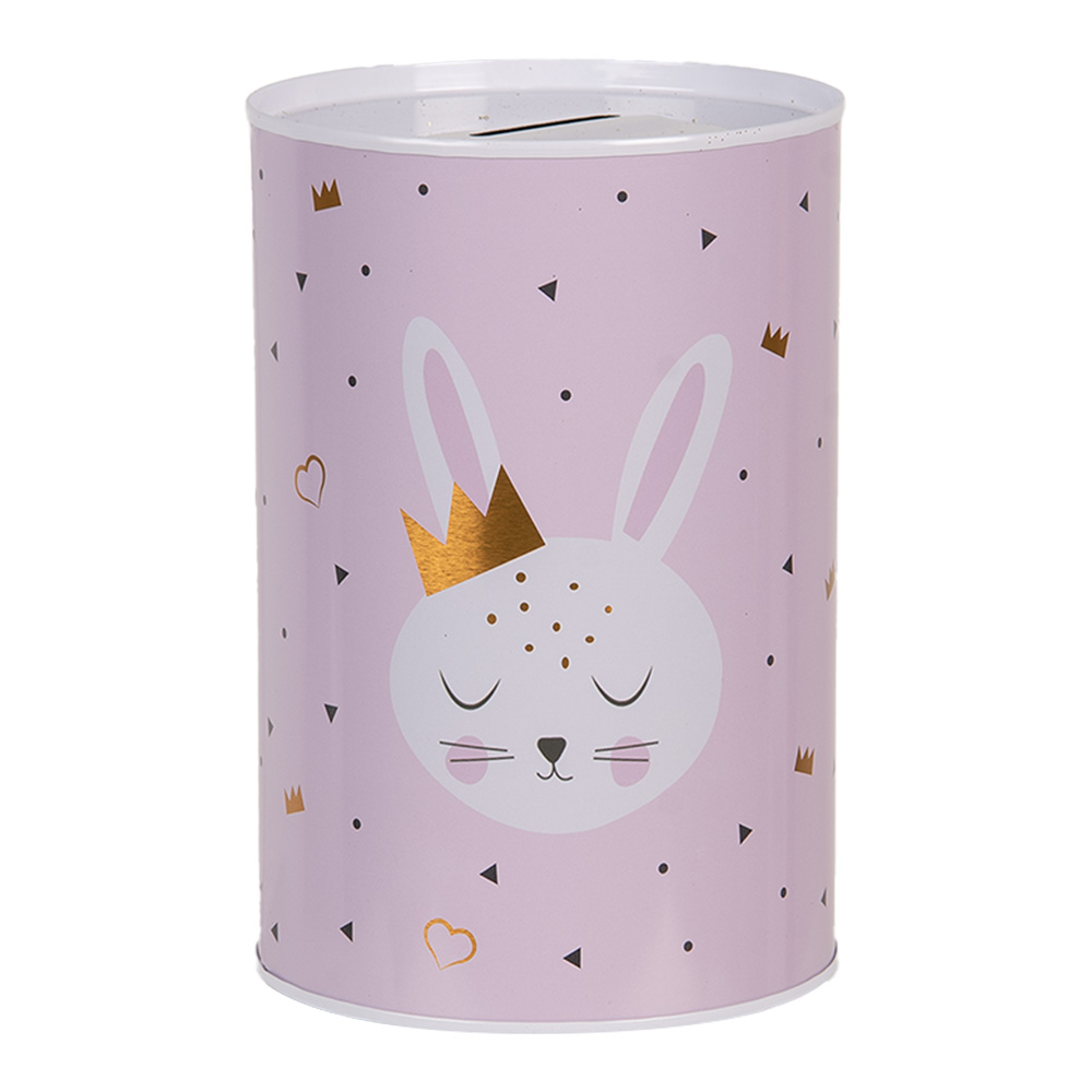 [6BL0164] Tirelire Rose Blanc Ø 10x15 cm