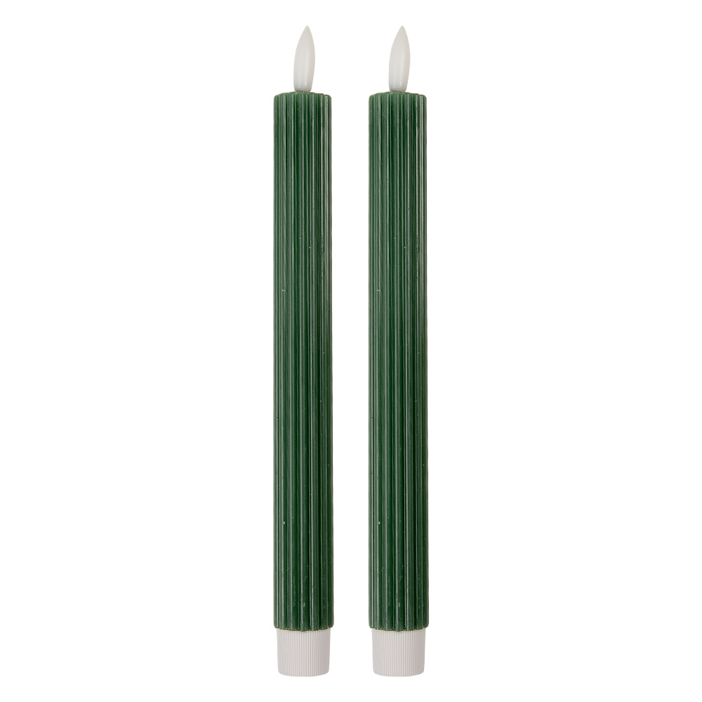 [6CA0002DGR] Bougie avec LED set 2 Vert Ø 2x25 cm / 2xAAA