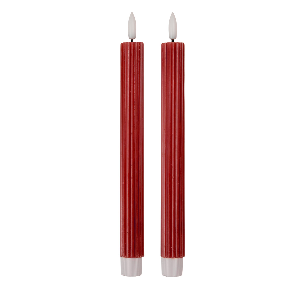 [6CA0002R] Kaars met LED set van 2 Ø 2x25 cm / 2xAAA