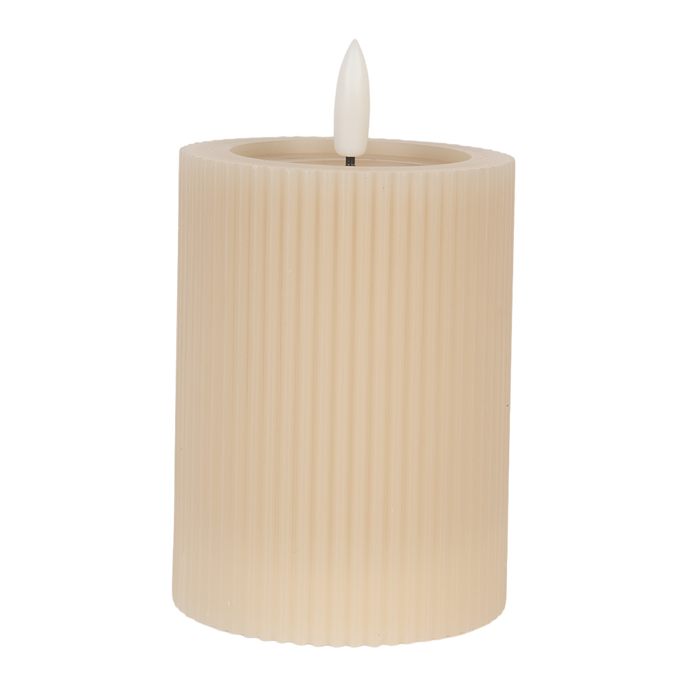 [6CA0003BE] Candle with LED Beige Ø 8x13 cm / 2xAA