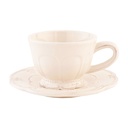 Kaffeetasse mit Unterteller Beige 13x9x7 cm / Ø 15x2 cm / 150 ml