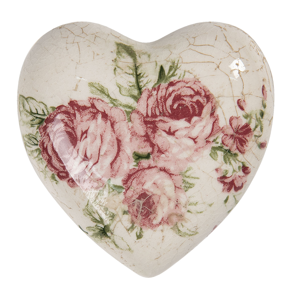[6CE1183S] Decoration Heart Beige, Pink 8x8x4 cm
