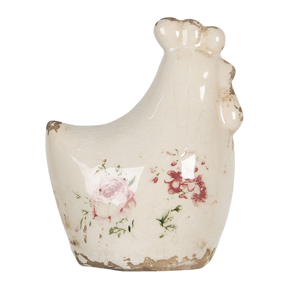 [6CE1185] Deko Huhn Beige 9x6x11 cm