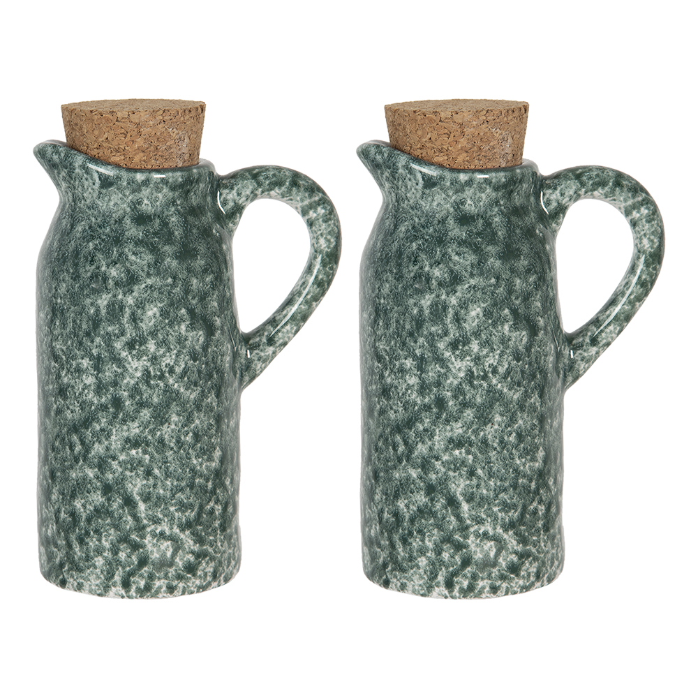 [6CE1239] Huile et vinaigre (set de 2) Vert 8x6x14 cm