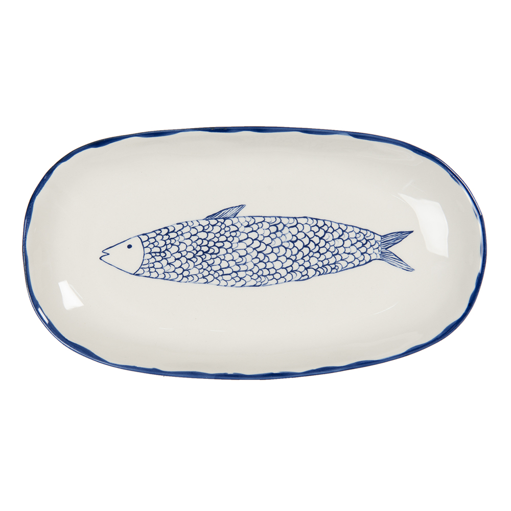 [6CE1245] Plateau décoratif Beige Bleu 30x16x3 cm
