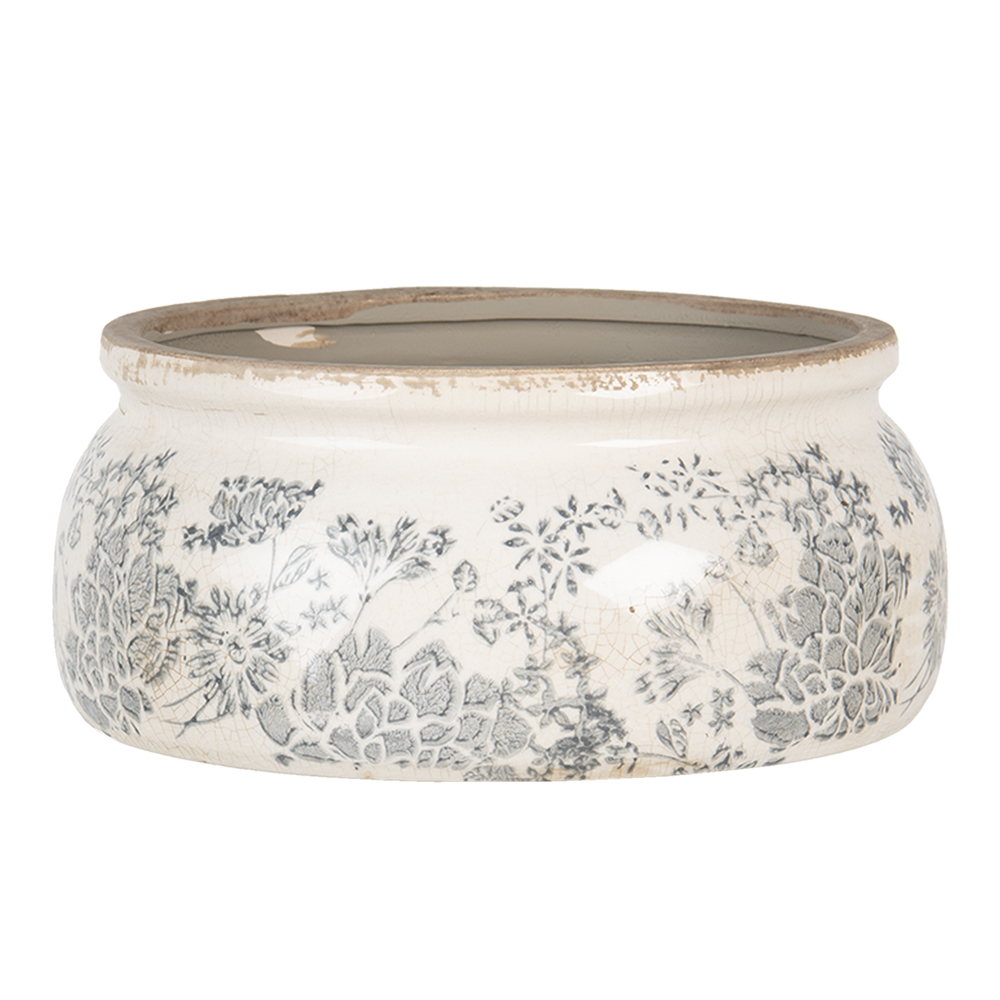 [6CE1254M] Flower Pot Inside Grey, Beige Ø 20x8 cm