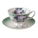 Cup and Saucer Green, White 12x10x6 cm / Ø 15x2 cm / 200 ml