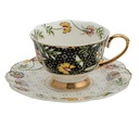 Cup and Saucer White, Black 12x9x6 cm / Ø 15x2 cm / 200 ml