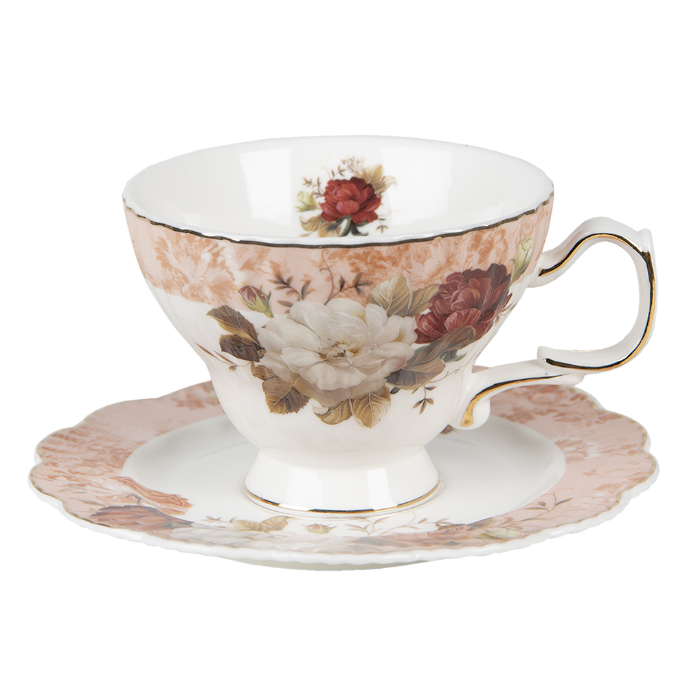 [6CE1344] Cup and Saucer White 12x10x7 cm / Ø 15x1 cm / 200 ml