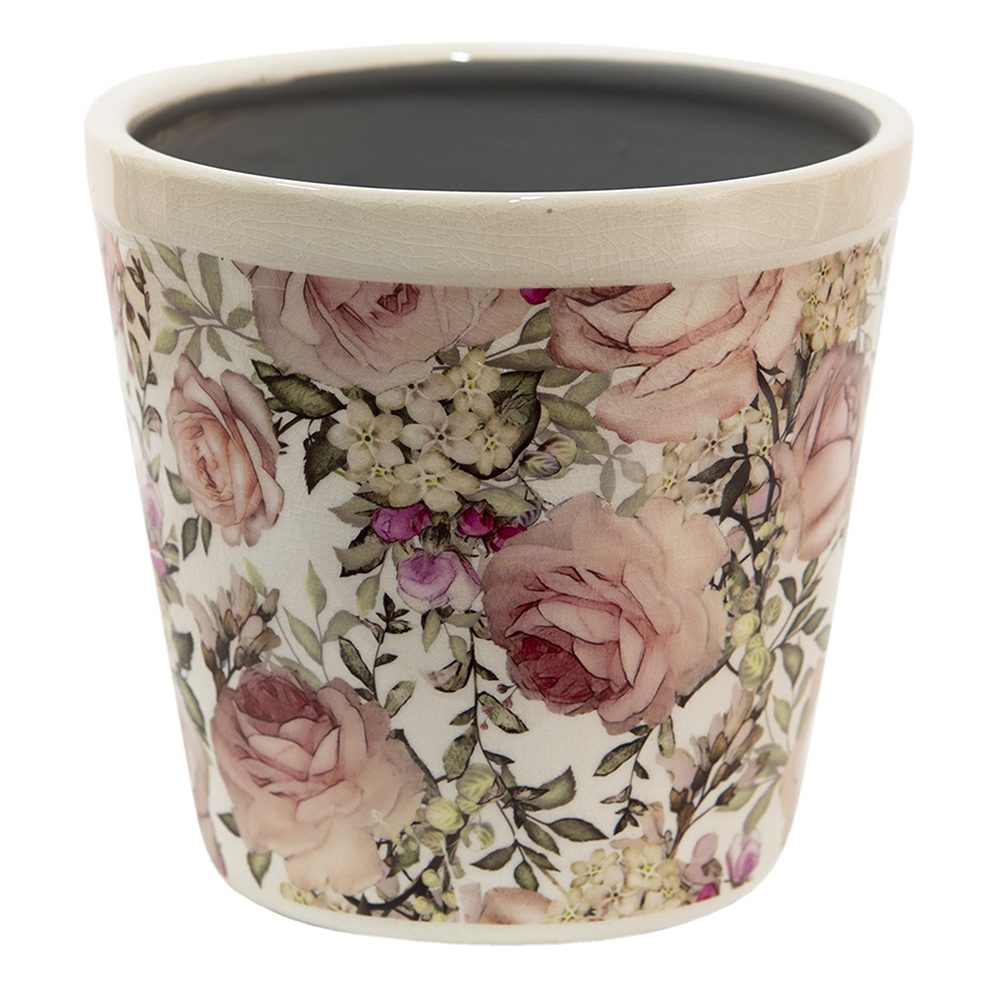 [6CE1409M] Blumentopf für Innen Weiß, Rosa Ø 15x14 cm