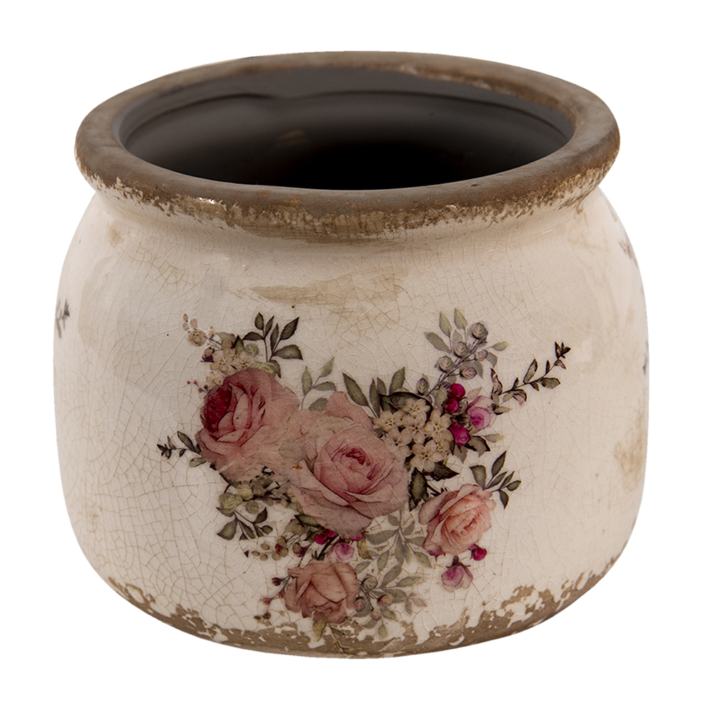 [6CE1419S] Pot de fleurs d'intérieur Rose, Beige Ø 10x9 cm