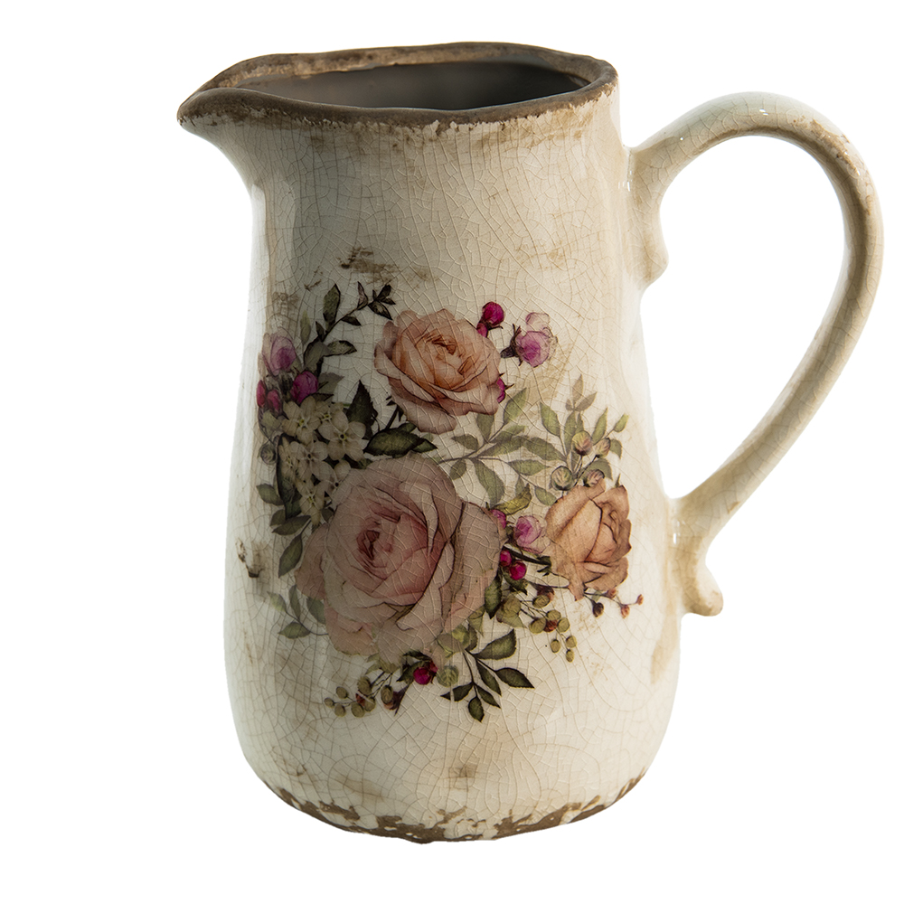 [6CE1420] Decorative Pitcher Pink Beige 16x11x18 cm