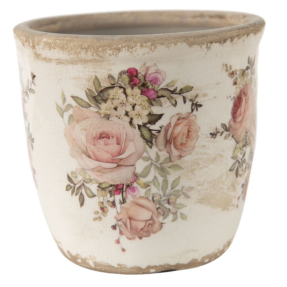 [6CE1421L] Blumentopf für Innen Rosa, Beige Ø 14x13 cm
