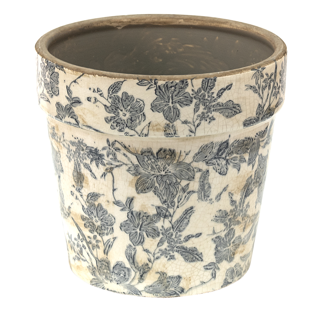 [6CE1448M] Flower Pot Inside Grey Beige Ø 16x15 cm