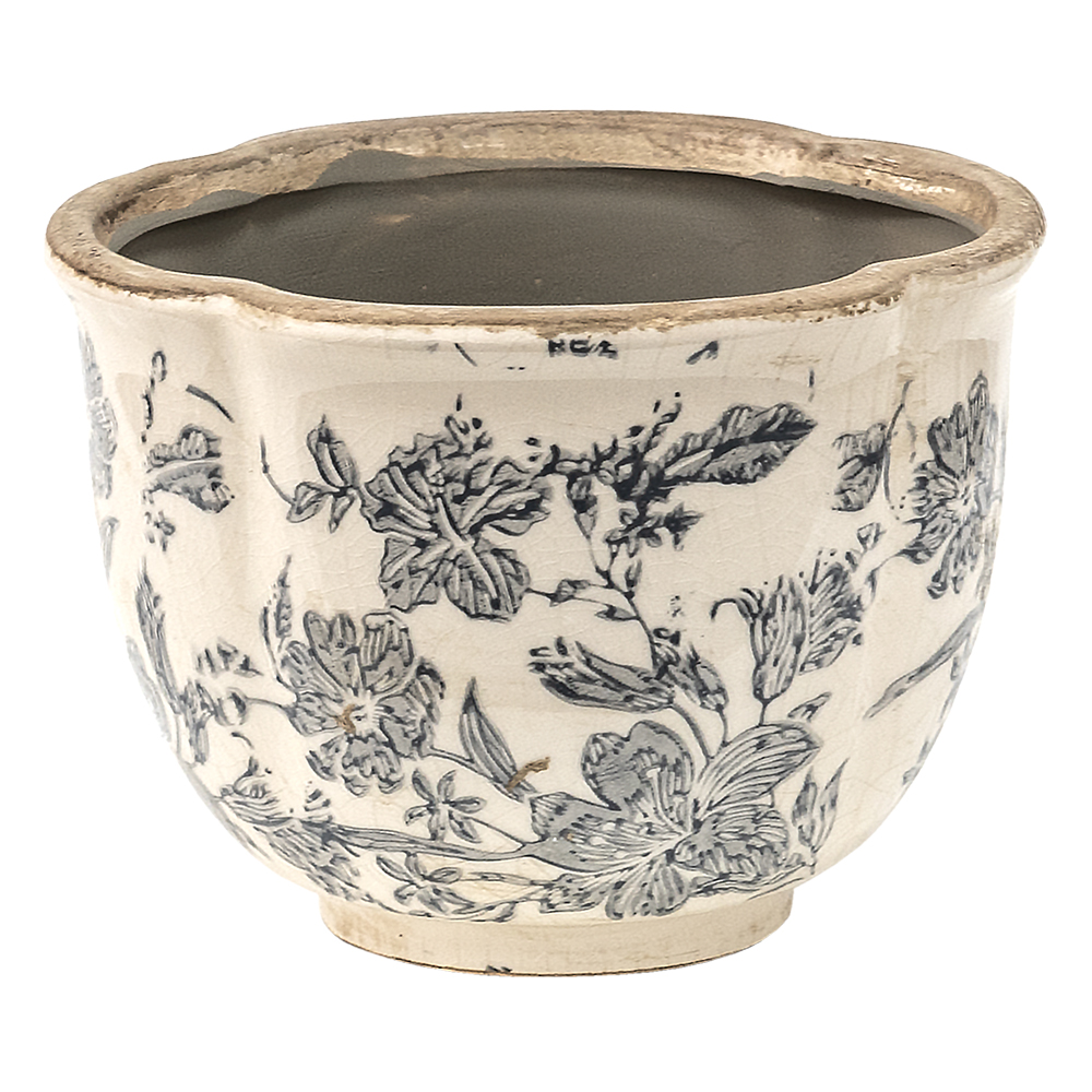 [6CE1450S] Vaso Porta Pianta Grigio Beige Ø 16x12 cm