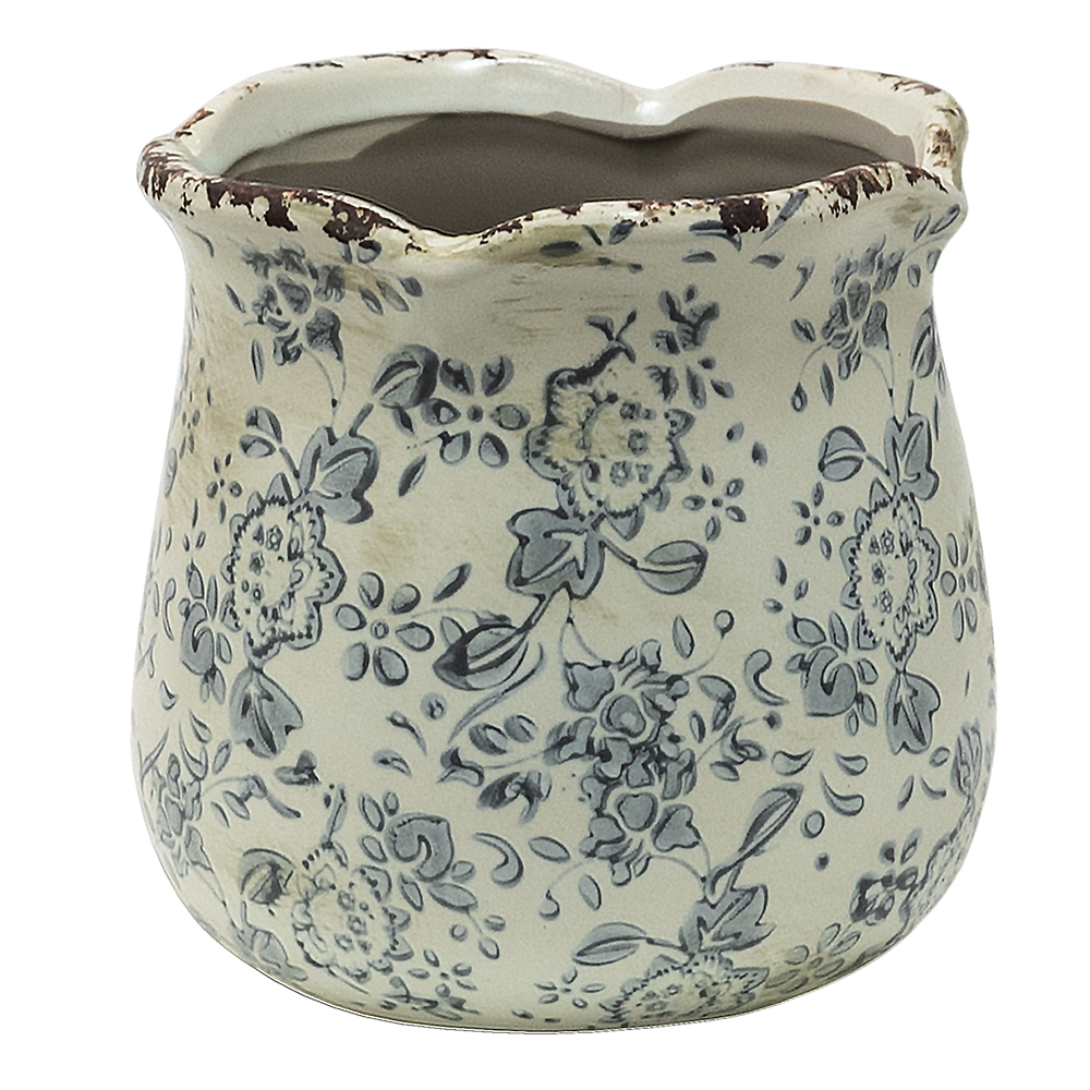 [6CE1455M] Blumentopf für Innen Grau Beige Ø 15x14 cm