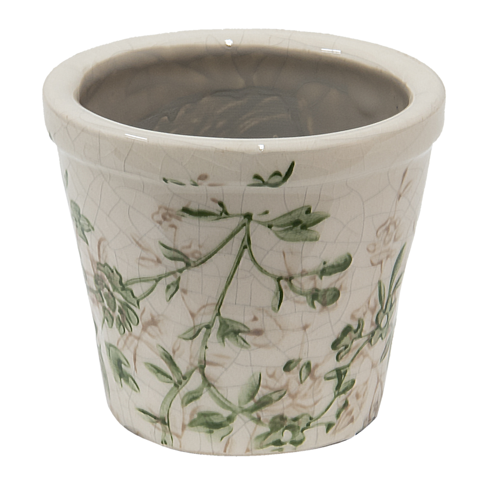 [6CE1457XS] Vaso Porta Pianta Verde Beige Ø 8x7 cm