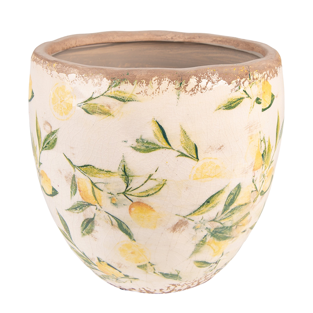 [6CE1529L] Flower Pot Inside Yellow, Beige Ø 19x19 cm