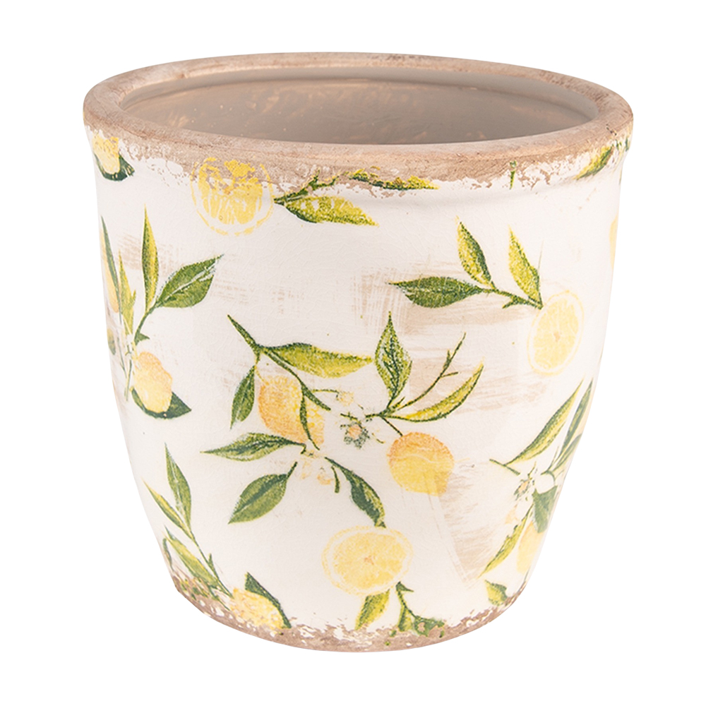 [6CE1532L] Flower Pot Inside Yellow, Beige Ø 17x16 cm