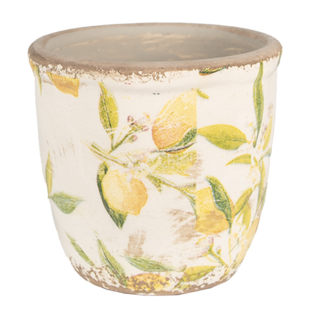 [6CE1532M] Flower Pot Inside Yellow, Beige Ø 14x13 cm