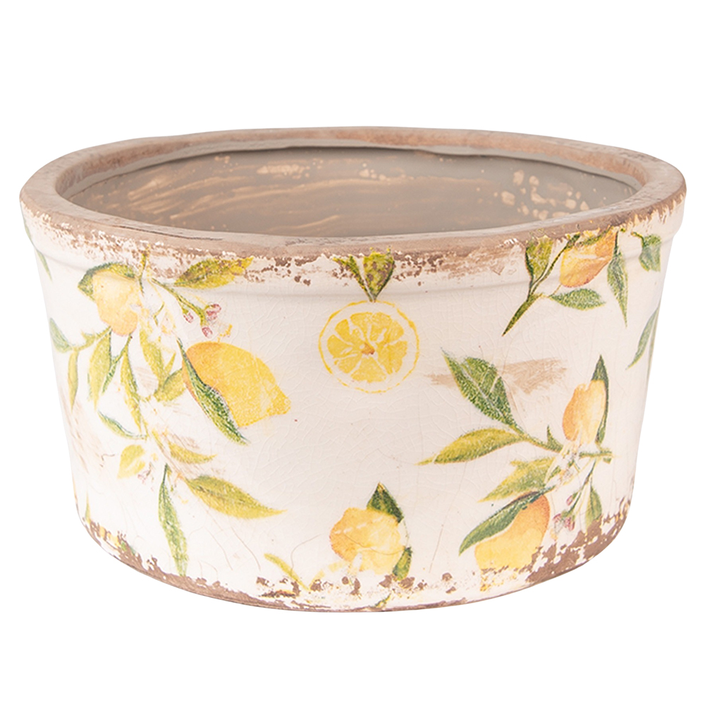 [6CE1533M] Flower Pot Inside Yellow, Beige Ø 16x9 cm