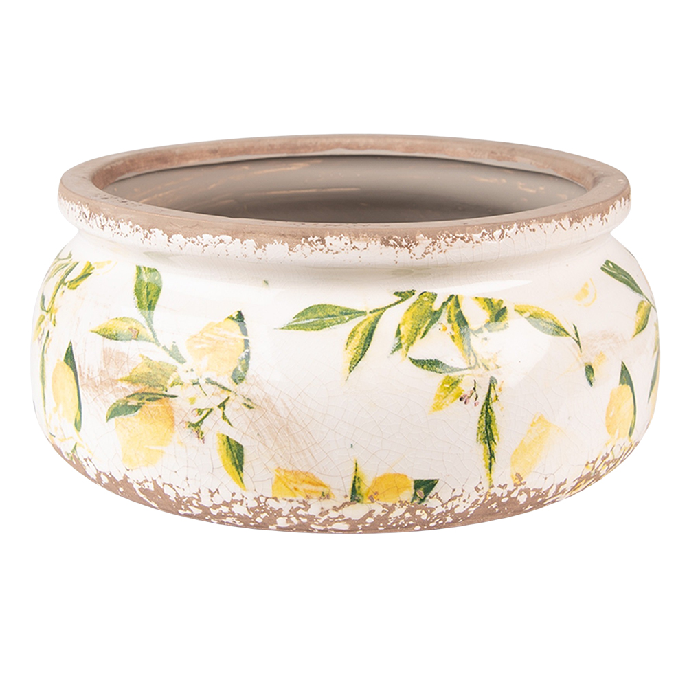 [6CE1534L] Flower Pot Inside Yellow, Beige Ø 23x10 cm