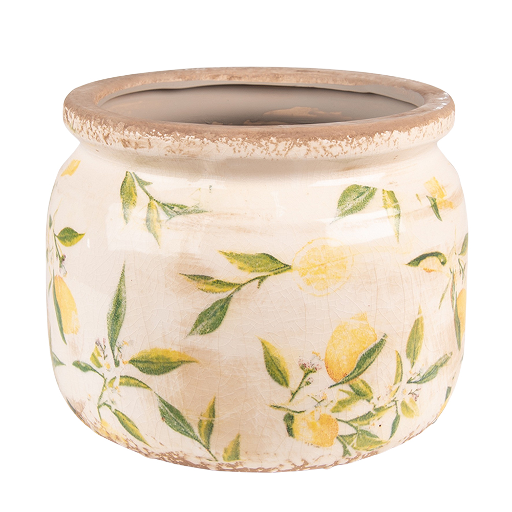 [6CE1535L] Flower Pot Inside Yellow, Beige Ø 20x15 cm