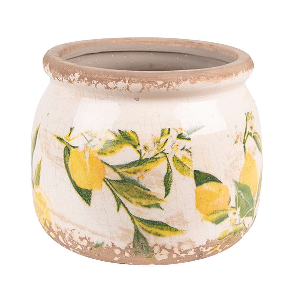 [6CE1535S] Flower Pot Inside Yellow, Beige Ø 12x9 cm