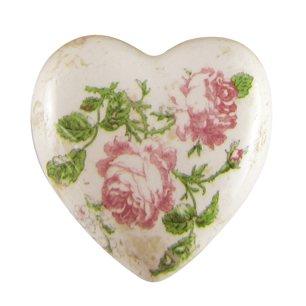 [6CE1542M] Decoration Heart Pink, Beige 8x8x4 cm
