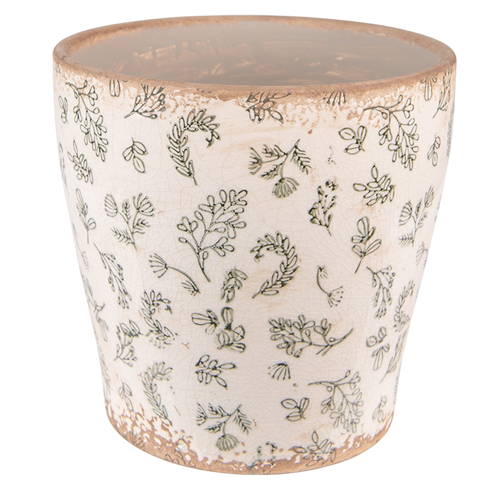 [6CE1545L] Pot de fleurs d'intérieur Vert, Beige Ø 17x16 cm
