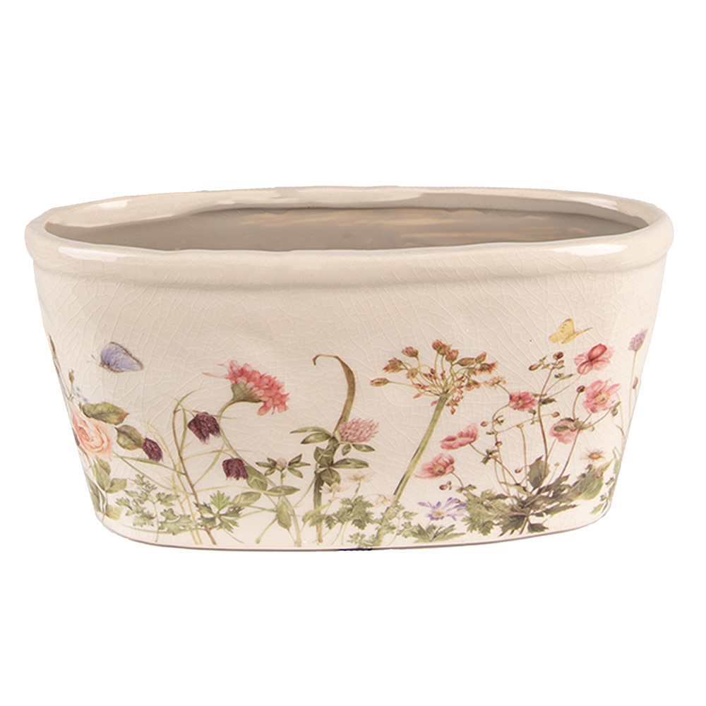 [6CE1557L] Flower Pot Inside Pink, Beige 27x13x14 cm