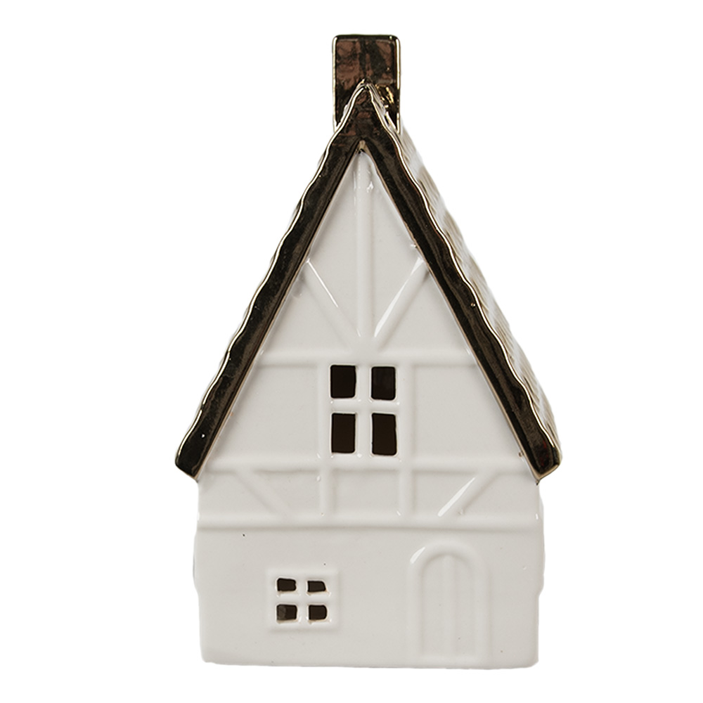 [6CE1597L] Decoratie huisje met LED 10x8x16 cm